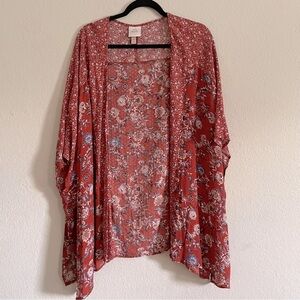 Knox Rose woman kimono size XS bohemian oversized floral earthy summer layering